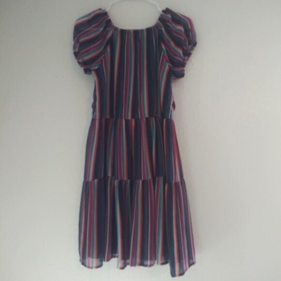 Wonder Nation Girl's size 18 navy blue multicolored  striped dress - Picture 5 of 16